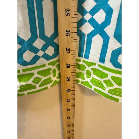 NWT Barbara Gerwitt V-Neck 3/4 Length Sleeve Aqua Lime Lattice Tunic Size XL - Picture 9 of 10